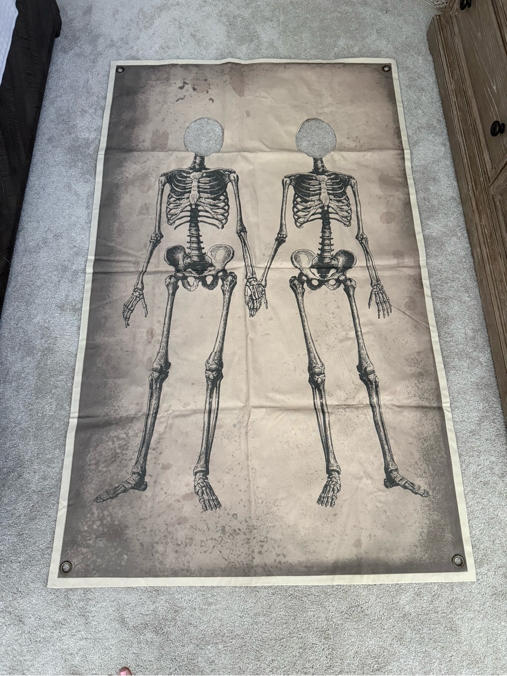 Halloween photo op Skeleton Tapestry 6ft Grandin Road
